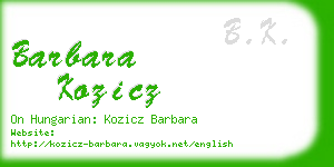 barbara kozicz business card